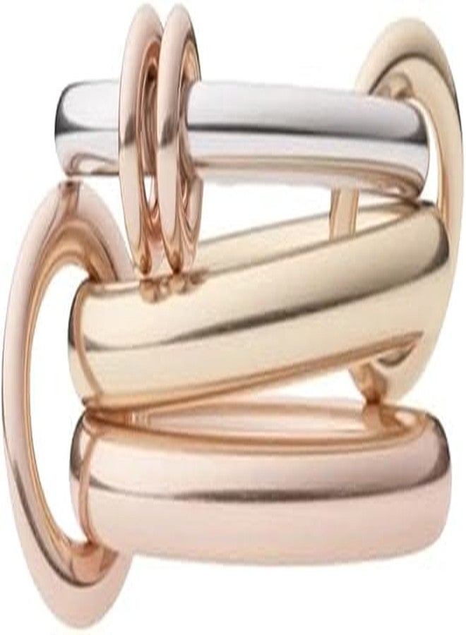 Shapes Studio Waterproof Linked Ring, stackable Ring, Minimalism style for women, Never Tarnish, best Birth day gift, Christmas Gift (Three Band (gold color, rose gold color and silver), 9) - Image 1