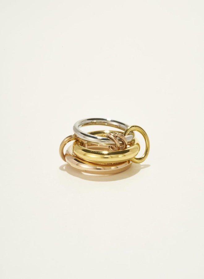 Shapes Studio Waterproof Linked Ring, stackable Ring, Minimalism style for women, Never Tarnish, best Birth day gift, Christmas Gift (Three Band (gold color, rose gold color and silver), 9) - Image 3