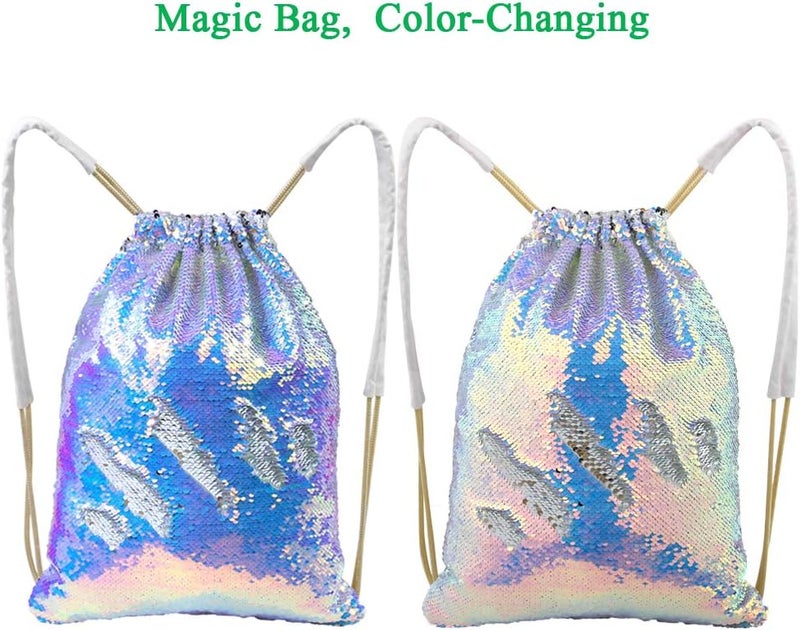 MHJY Sparkly Drawstring Backpack Mermaid Sequin Dance Bag Sports Gym Beach Swim Backpack Birthday Easter Gift Bag | Dance Bag, Sports, Gym, Beach, Swim, Backpack - Image 2