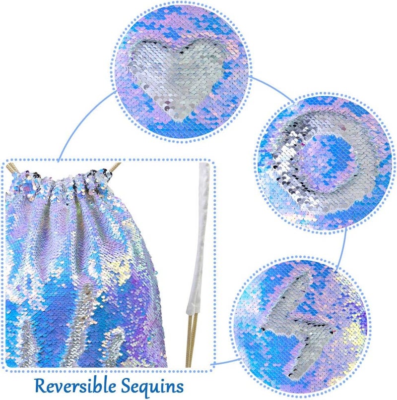 MHJY Sparkly Drawstring Backpack Mermaid Sequin Dance Bag Sports Gym Beach Swim Backpack Birthday Easter Gift Bag | Dance Bag, Sports, Gym, Beach, Swim, Backpack - Image 3