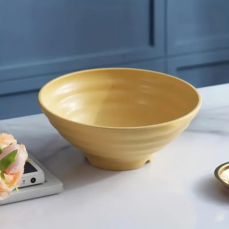 FLOXIT Wheat Straw Ramen Bowl Set 900 ml (Pack of 6) 7.5" Serving Bowl Set Eco-Friendly, Lightweight & Unbreakable Microwave Safe Bowl Set Serving Bowls for Kids & Adults (Yellow) - Image 3