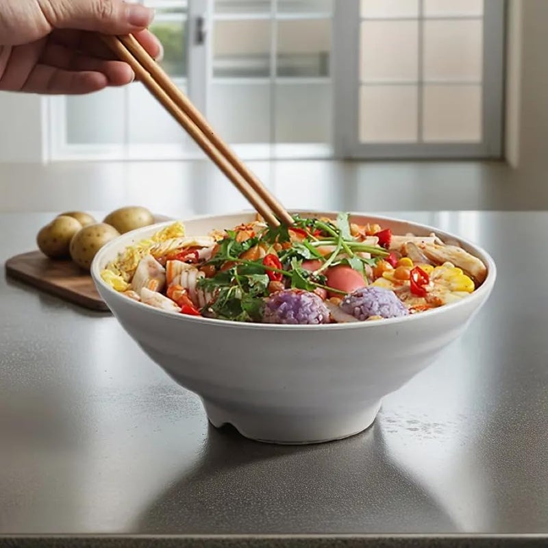 FLOXIT Wheat Straw Ramen Bowl Set 900 ml (Pack of 6) 7.5" Serving Bowl Set Eco-Friendly, Lightweight & Unbreakable Microwave Safe Bowl Set Serving Bowls for Kids & Adults (Yellow) - Image 5