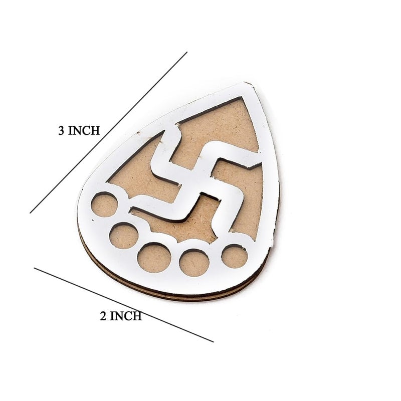Haoser Pack of 12 Wooden Diwali Craft Cutouts – 2.7mm Pine MDF Swastik, Lotus, Feet & Diya Shapes for DIY Painting, Home Temple Wall Hanging, Festive Wedding Decoration & Rangoli Borders (3x3 Inch) (Swastik) - Image 2