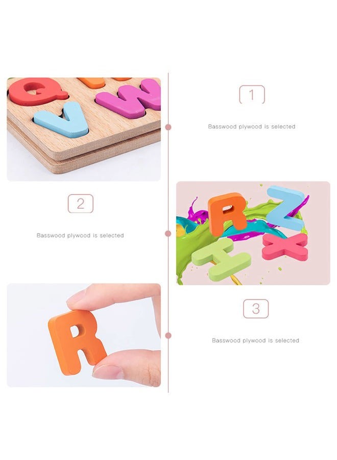 Winbar Wooden Puzzles for Toddlers, 3pack Alphabet Shape Puzzles for Kids 3 Wooden Montessori Toddler Wooden Alphabet Number Shape for Kids 3 Years Old Boys & Girls - Image 3