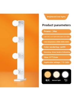 Row Light Fill Light Anchor Dedicated Portable Desktop Double Row Light Live Studio Beauty Soft Light LED Face Lighting Light-Light Source Color:⭐[Highlight]]⭐Single Row 4 Bulbs (three-color Electrodeless Dimming)