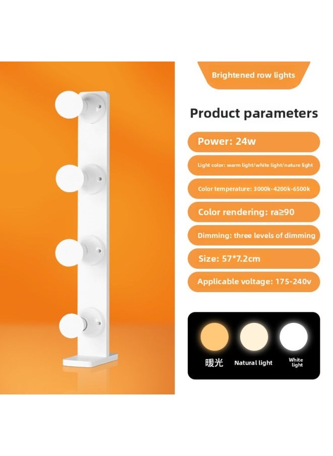 Generic - Row Light Fill Light Anchor Dedicated Portable Desktop Double Row Light Live Studio Beauty Soft Light LED Face Lighting Light-Light Source Color:⭐[Highlight]]⭐Single Row 4 Bulbs (three-color Electrodeless Dimming) - Image 1