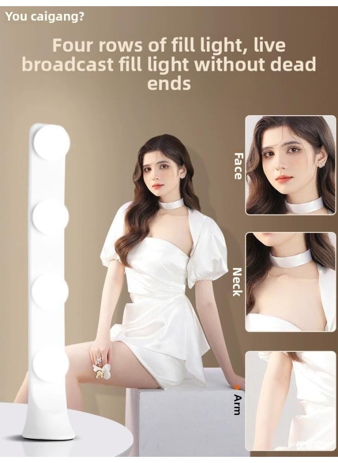 Generic - Row Light Fill Light Anchor Dedicated Portable Desktop Double Row Light Live Studio Beauty Soft Light LED Face Lighting Light-Light Source Color:⭐[Highlight]]⭐Single Row 4 Bulbs (three-color Electrodeless Dimming) - Image 1