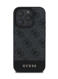 GUESS 4G PU With Bottom Stripe Classic Logo Case for iPhone 16 Pro - Black  - Image 1