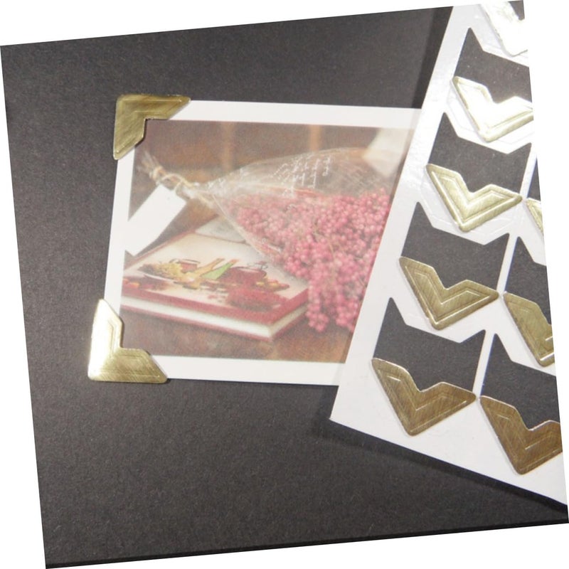 BELLIFFY 45sheets Self-Adhesive Kraft Photo Corner Stickers of Vintage Scrapbooking Stickers for Photo Album Decoration Golden Color for Crafting and Preserving Memories - Image 2