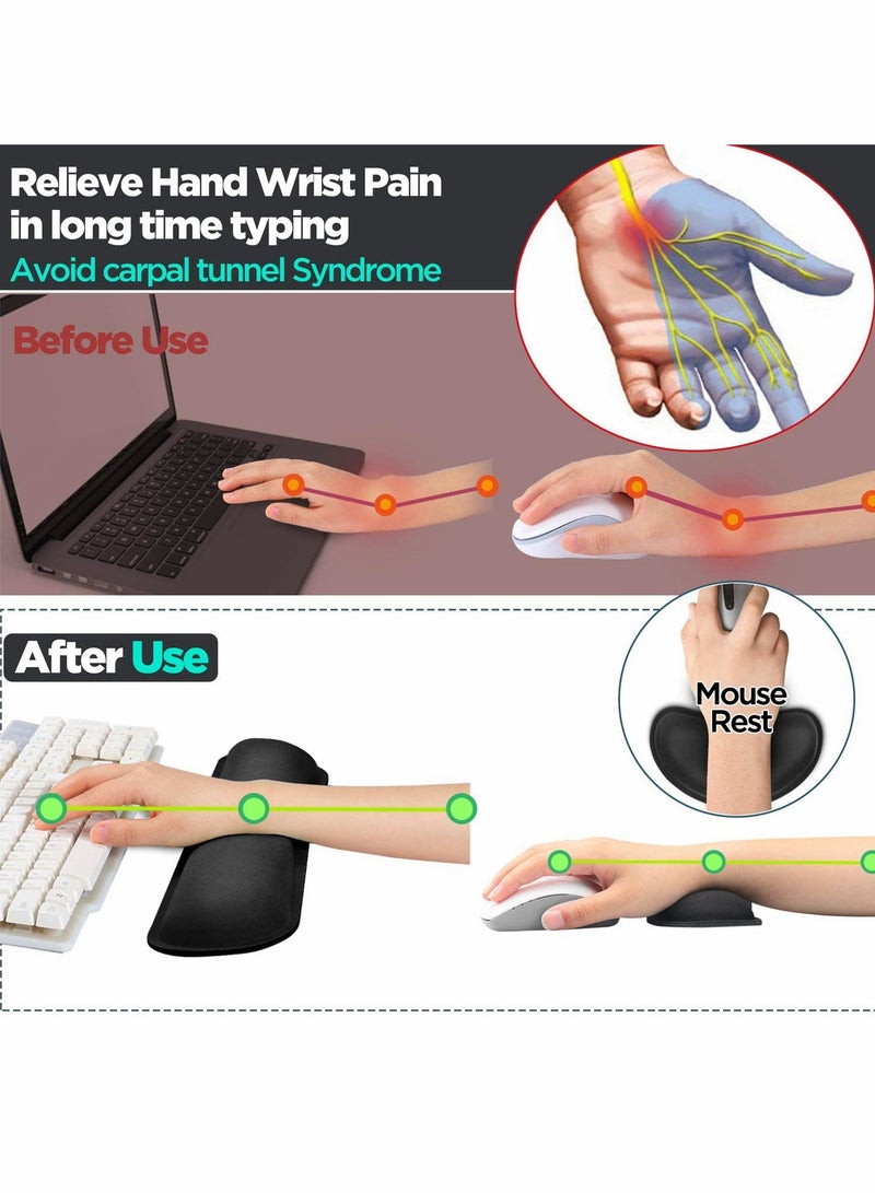 Memory Foam Wrist Rest Pad for Keyboard and Mouse Comfortable Lightweight Support for Office and Home Use Pain Relief for Laptop PC and Mac Black - Image 3