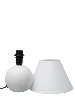 BABAZAM Premium Ceramic Table Lamp Stylish Home Décor with Elegant Illumination with Fabric Shade 22x17x9cm White  - Image 2