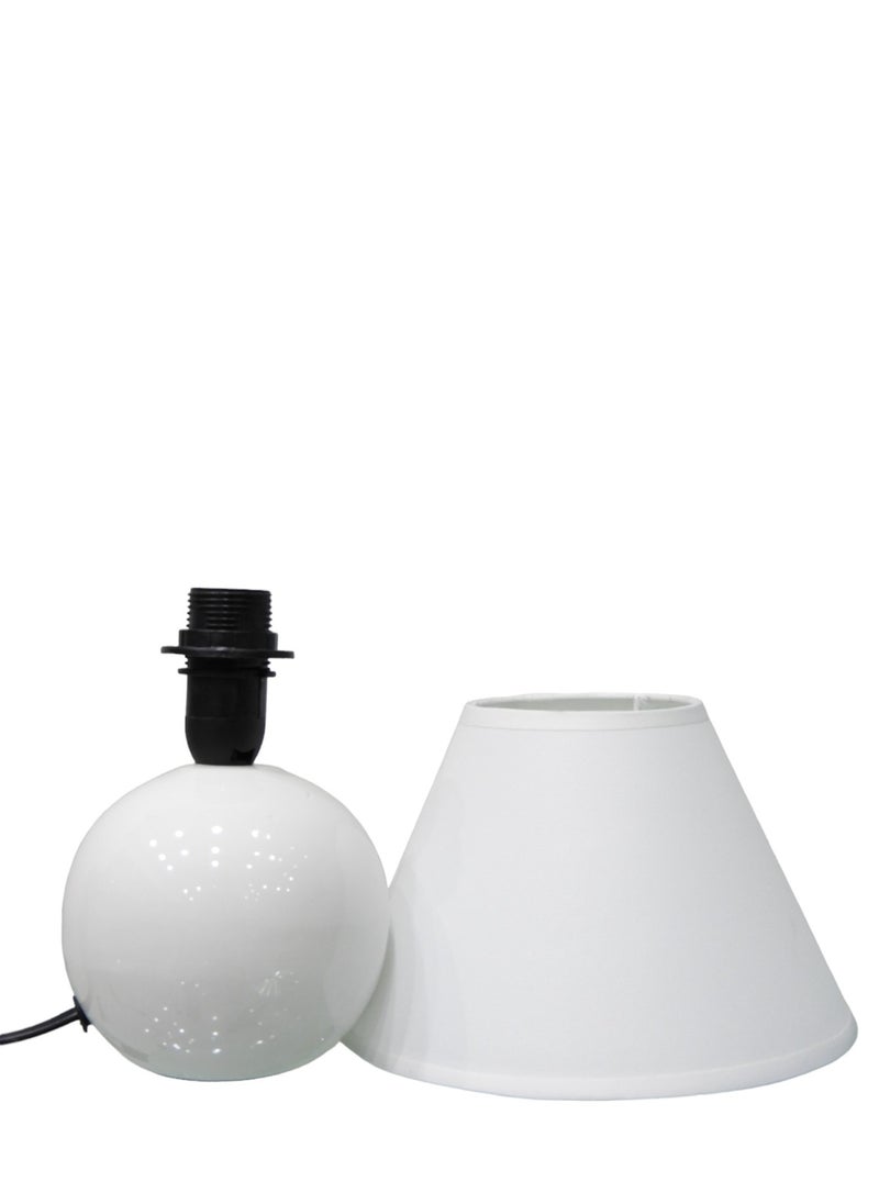 BABAZAM - Premium Ceramic Table Lamp Stylish Home Décor with Elegant Illumination with Fabric Shade 22x17x9cm White - Image 1