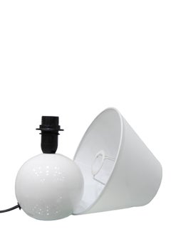 BABAZAM Premium Ceramic Table Lamp Stylish Home Décor with Elegant Illumination with Fabric Shade 22x17x9cm White  - Image 3