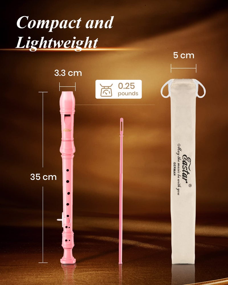 Eastar Soprano Recorder Instrument for Kids Beginners, German Fingering C Key with Cleaning Kit, Thumb Rest, Cotton Bag, Fingering Chart, ERS-21GP, Pink, School-Approved - Image 4