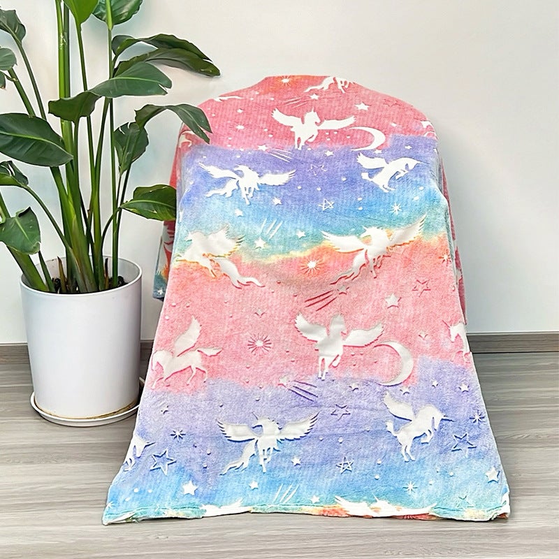 Luminous Blanket Flannel Blanket Office Nap Blanket Children Cartoon Kindergarten Blanket Air Conditioning Blanket - Image 1