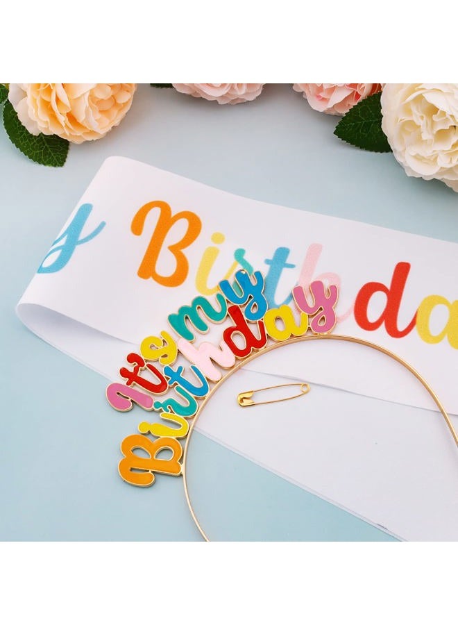 Chanaco Birthday Sash Birthday Girl Headband Set Birthday Crown Tiara Birthday Girl Sash Birthday Crowns for Women Happy Birthday Decorations Birthday Gifts for Women - Image 5