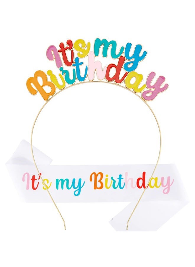 Chanaco Birthday Sash Birthday Girl Headband Set Birthday Crown Tiara Birthday Girl Sash Birthday Crowns for Women Happy Birthday Decorations Birthday Gifts for Women - Image 1