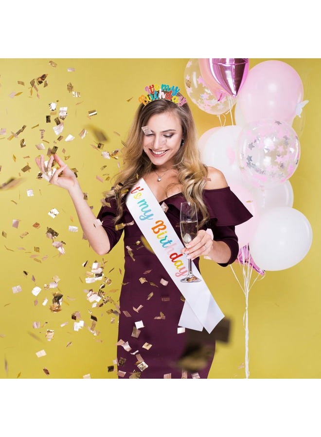 Chanaco Birthday Sash Birthday Girl Headband Set Birthday Crown Tiara Birthday Girl Sash Birthday Crowns for Women Happy Birthday Decorations Birthday Gifts for Women - Image 4