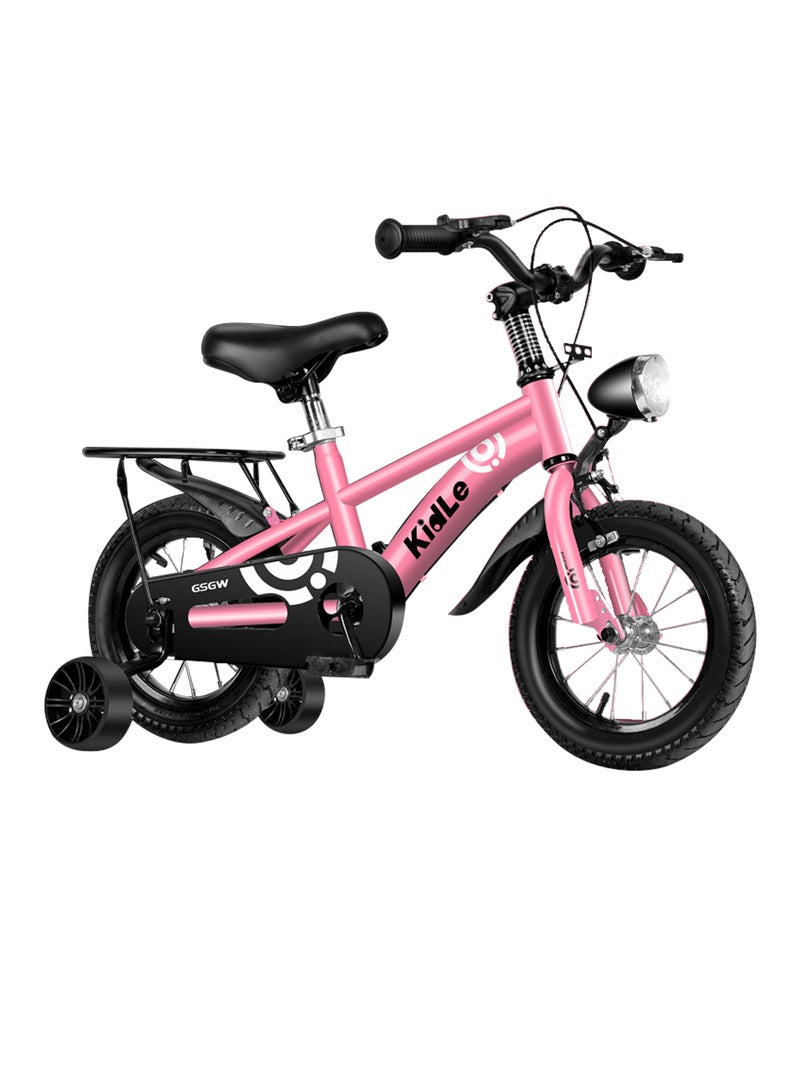 Kidle 12-18 Inch Kids Bike High Carbon Steel Kids' Bike Children's Bicycle For 2-12 Years Old Girls And Boys With Training Wheels With Headlight Adjustable Seat Tail Rear Rack Wear-Resistant Tires Sensitive Brakes Safe and Stable - Image 1