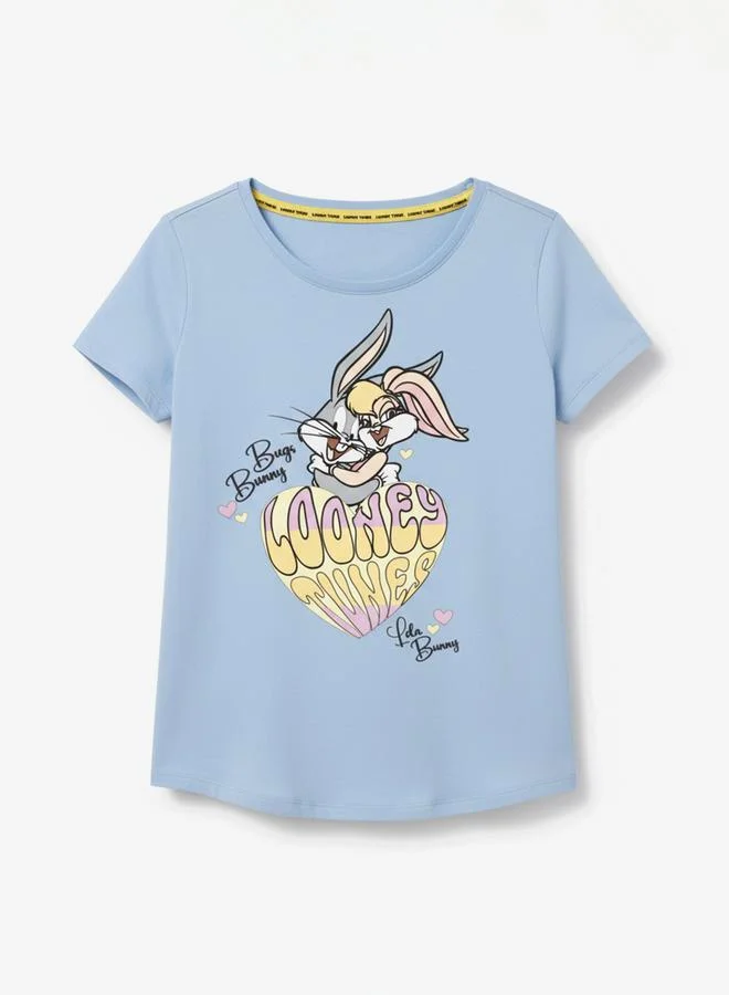 Looney Tunes Graphic Print Round Neck Fashion T-shirt