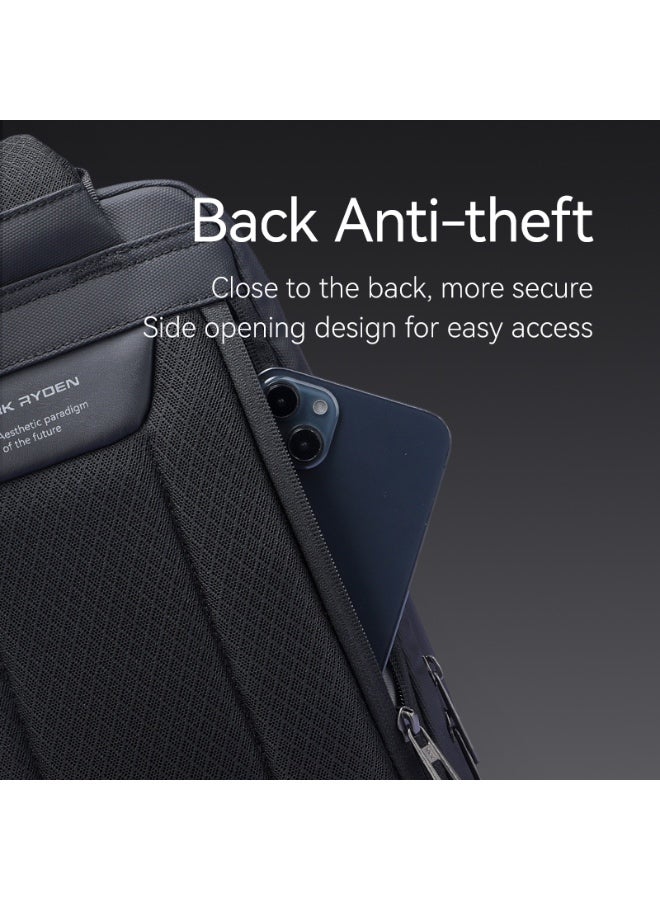 Mark Ryden MR-7730 Black Future Series Crossbody Sling Bag – iPad Compartment, Waterproof Oxford, Breathable Back Panel, Multi-Pocket Design, YKK Zippers, Retractable Key Fob