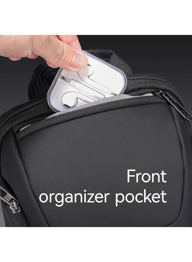 Mark Ryden MR-7730 Black Future Series Crossbody Sling Bag – iPad Compartment, Waterproof Oxford, Breathable Back Panel, Multi-Pocket Design, YKK Zippers, Retractable Key Fob - Image 5