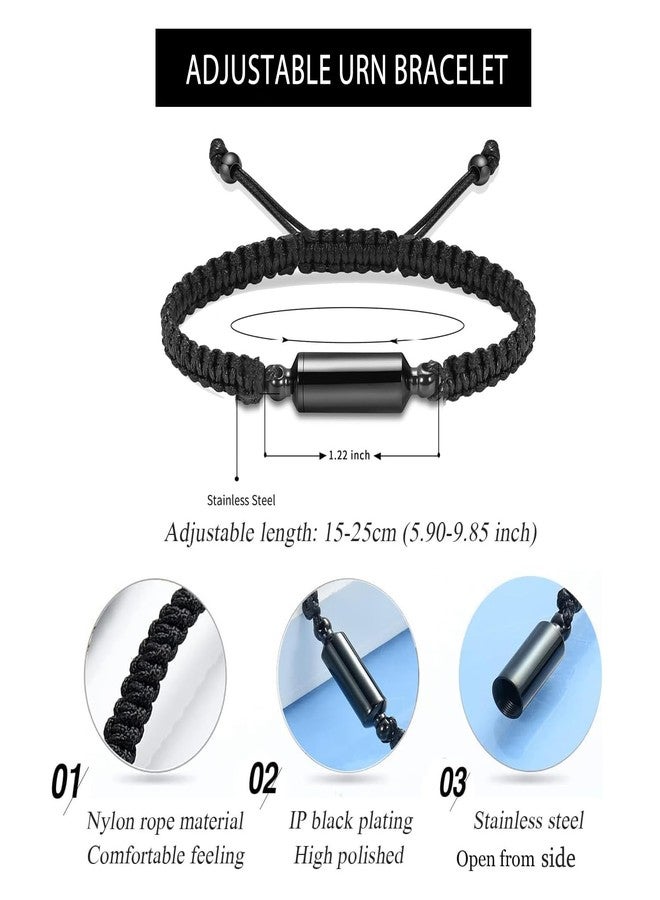 Hearbeingt Cremation Urn Bracelet for Ashes Adjustable Rope Cylinder Urn Bracelet Bangle for Ashes for Men Women Stainless Steel Memorial Keepsake Jewelry - Image 2