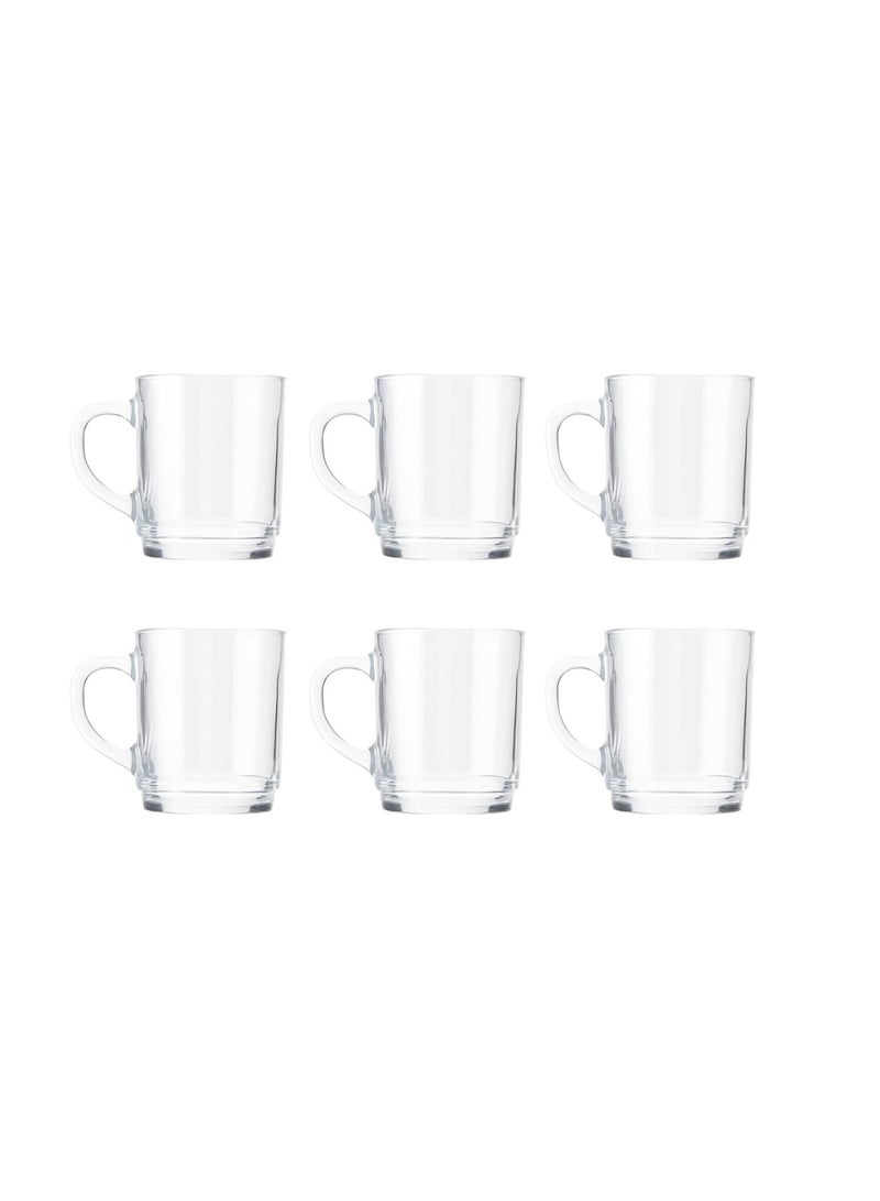 كوب شاي زجاجي بمقبض  6 قطع - شفاف - Image 1
