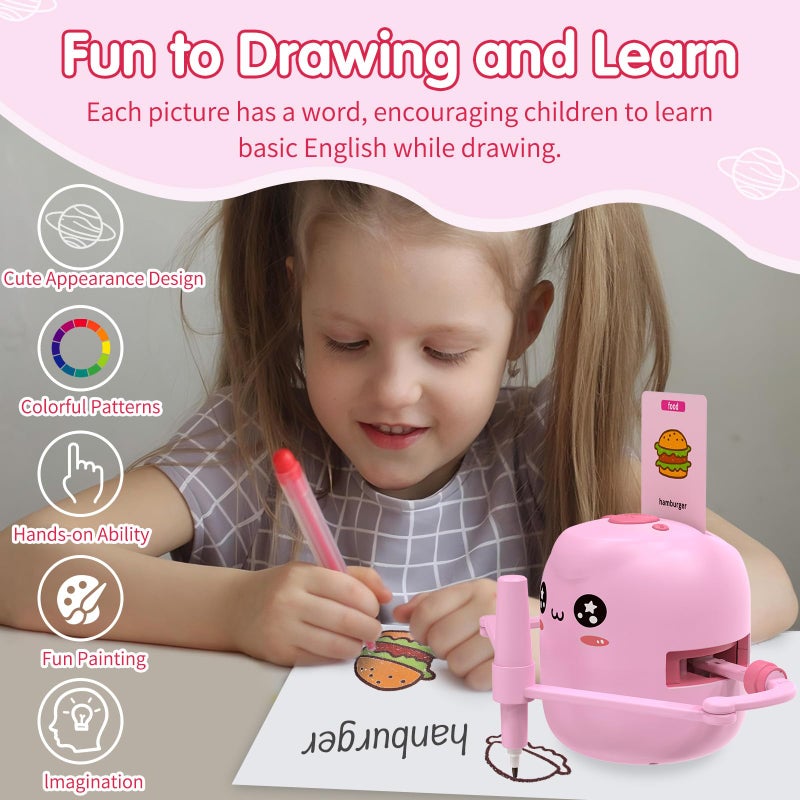 ERYMCS Drawing Robot for Kids, Interactive Educational Drawing Robot with Voice Interaction, Montessori Drawing Learning Toy with 150 Word Cards & 16 Color Pens, Christmas Birthday Present for Kids 5 6 7 8 9 - Image 3