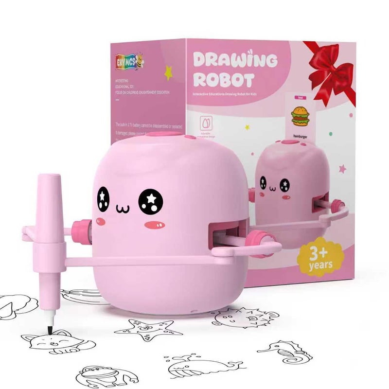 ERYMCS Drawing Robot for Kids, Interactive Educational Drawing Robot with Voice Interaction, Montessori Drawing Learning Toy with 150 Word Cards & 16 Color Pens, Christmas Birthday Present for Kids 5 6 7 8 9 - Image 1