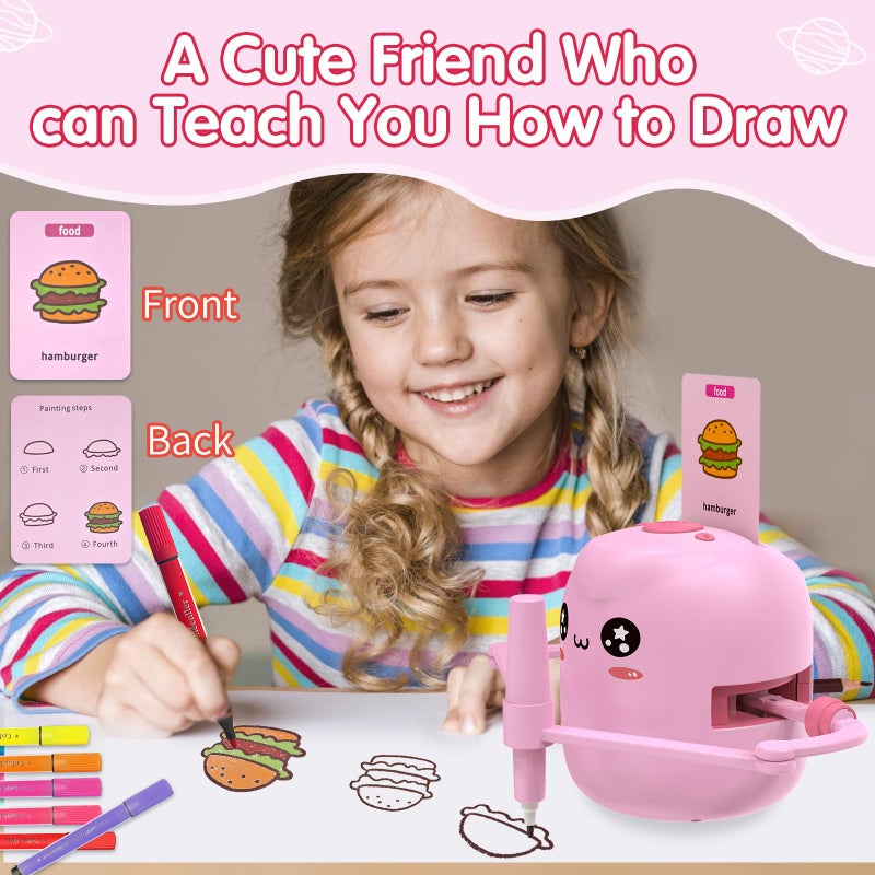 ERYMCS Drawing Robot for Kids, Interactive Educational Drawing Robot with Voice Interaction, Montessori Drawing Learning Toy with 150 Word Cards & 16 Color Pens, Christmas Birthday Present for Kids 5 6 7 8 9 - Image 2