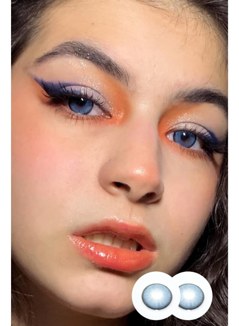 ARUWA Dawn Blue Lenses Yearly Colored Contact Lenses, Unisex Cosmetic Contact Lenses, Natural Fashion Lenses, 40% Water Soft Contacts,Lens Diameter 14.5mm - Image 1