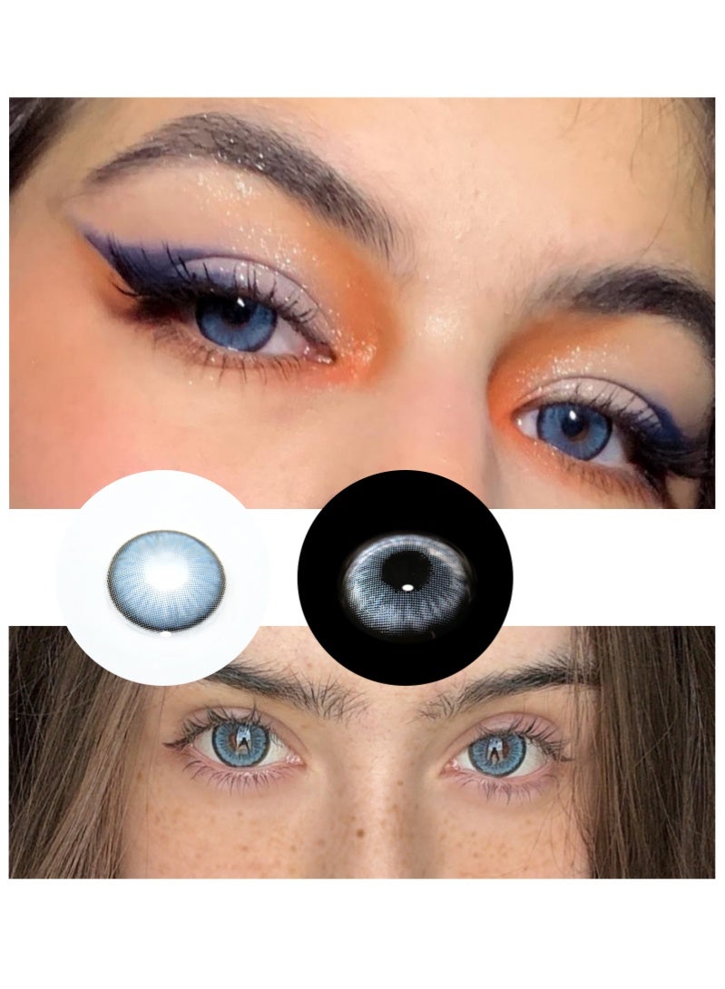 ARUWA Dawn Blue Lenses Yearly Colored Contact Lenses, Unisex Cosmetic Contact Lenses, Natural Fashion Lenses, 40% Water Soft Contacts,Lens Diameter 14.5mm - Image 3