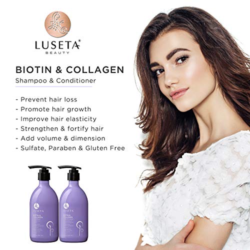 L LUSETA Luseta Biotin Collagen Shampoo Thickening for Hair Loss Fast Hair Growth Infused with Argan Oil to Repair Damaged Dry Hair Sulfate Free Paraben Free 338oz - Image 5