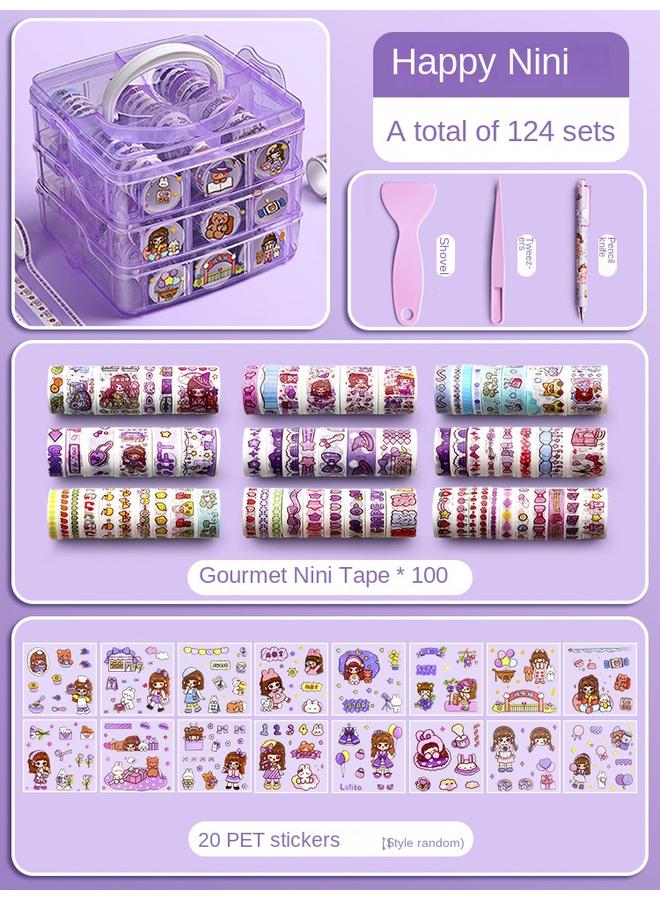 Bluejw 100 Rolls Of Hand Account Stickers And Tape Film Suit Hand Account Books Primary School Students' Hand Account Tools Material And Paper Tape - Image 5