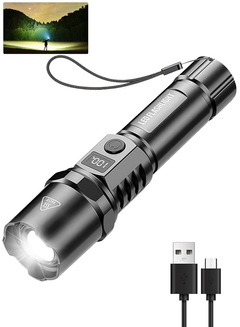 Flashlight,Rechargeable Flashlight,Handheld Flashlights,Rechargeable LED Flashlights High Lumens, Super Bright Flashlight Powerful Handheld Flashlight for Camping Emergencies Hiking - Image 1