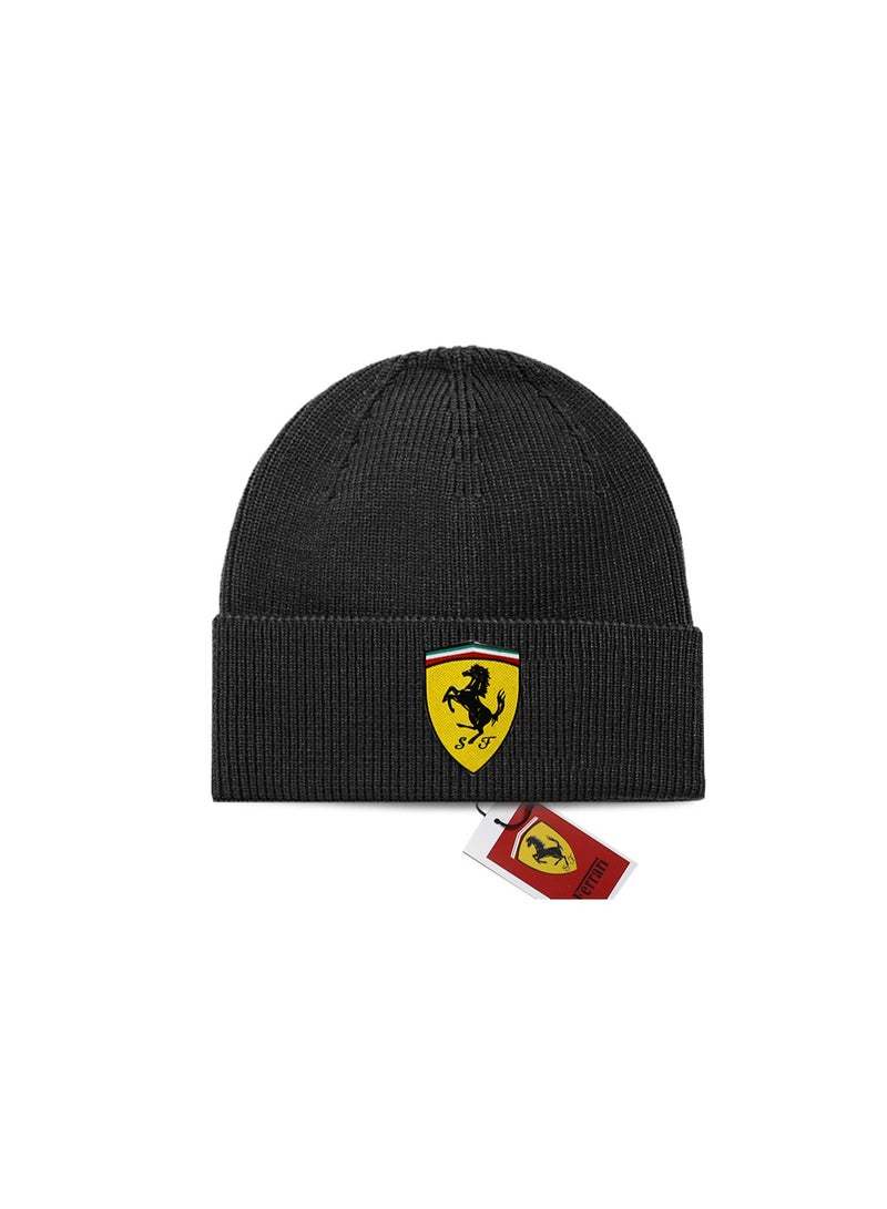 Ferrari Dark Gray Knitted Beanie – Featuring Iconic Prancing Horse Logo and Premium Craftsmanship