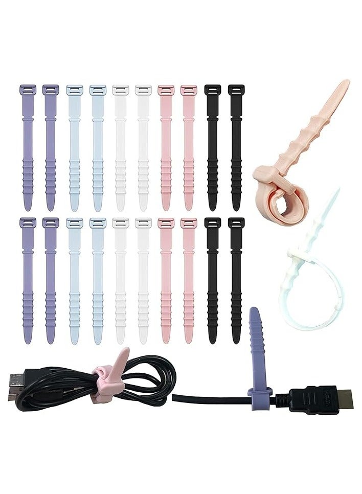 OneNine Cable Ties, Silicone Zip Ties, Reusable Zip Ties, Rubber Cable Ties Straps, for Wire Management, Elastic Cable Organizer - Image 1