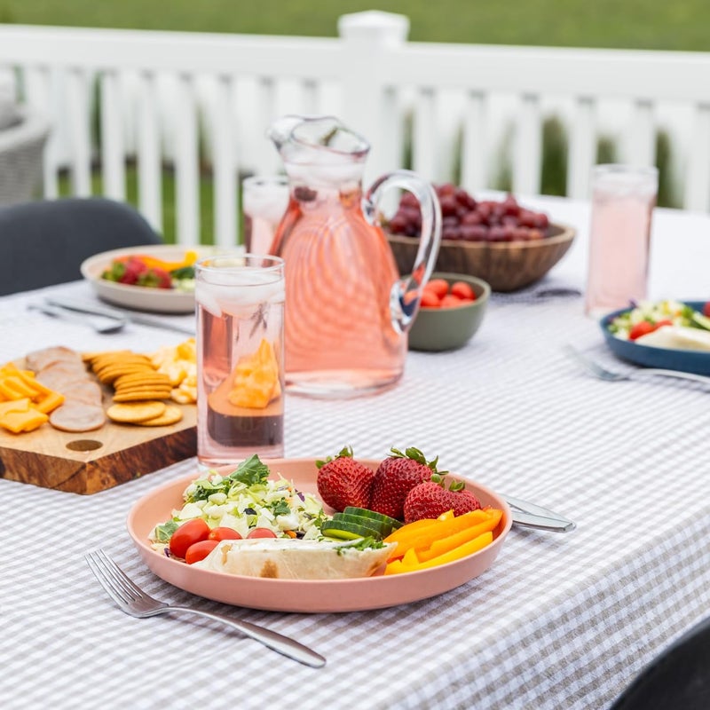 Grow Forward Premium Wheat Straw Plates  10 Inch Reusable Hard Plastic Dinner Plates Set of 8  Unbreakable Microwave Safe Plates for Dessert Camping RV Outdoors Patio Kitchen Dishes  Tropical - Image 2