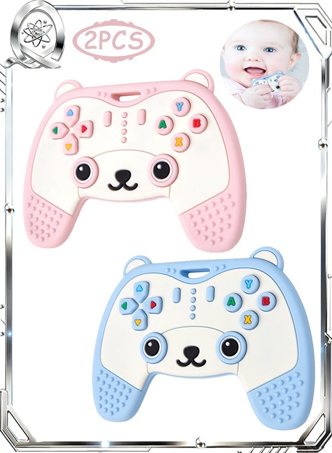 Quantum 2 PCS Baby Teething Toy, Game Controller Shape Chew Set, Silicone Game Remote Controller Teethers for Toddler Boy and Girl - Image 1