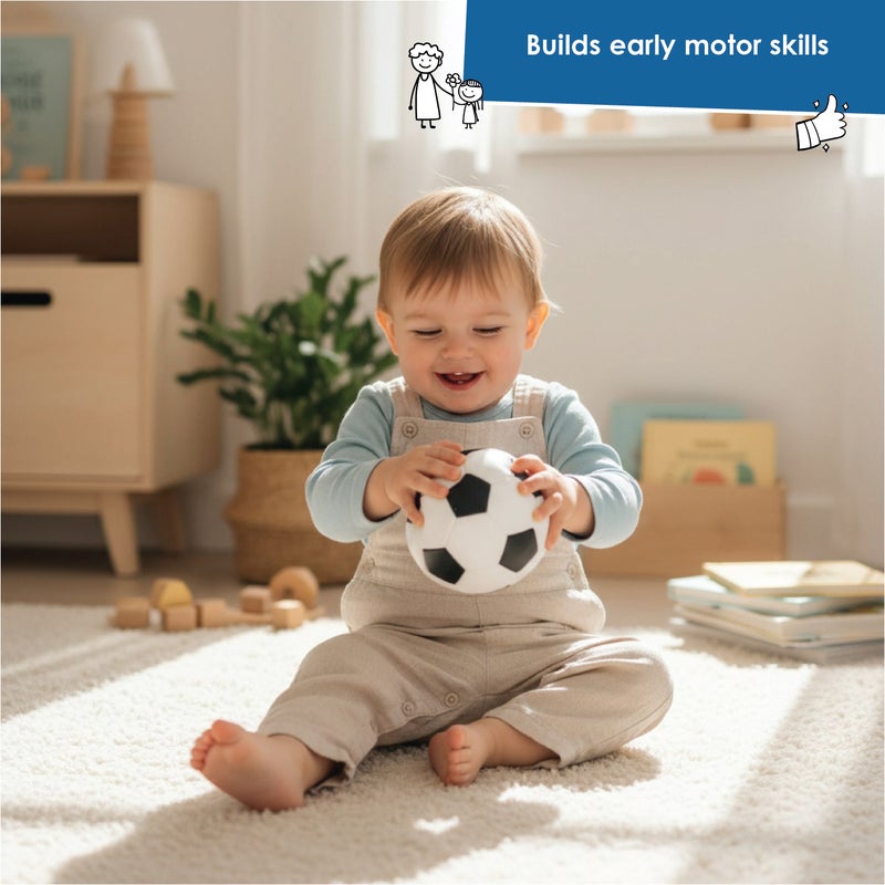 alldoro Mini Softball 10cm Black White Soccer Design | 60g Lightweight | PVC with Polyester Filling | Safe First Ball for Toddlers Age 0+ - Image 5