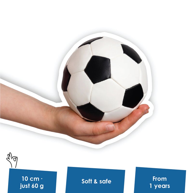 alldoro Mini Softball 10cm Black White Soccer Design | 60g Lightweight | PVC with Polyester Filling | Safe First Ball for Toddlers Age 0+ - Image 2