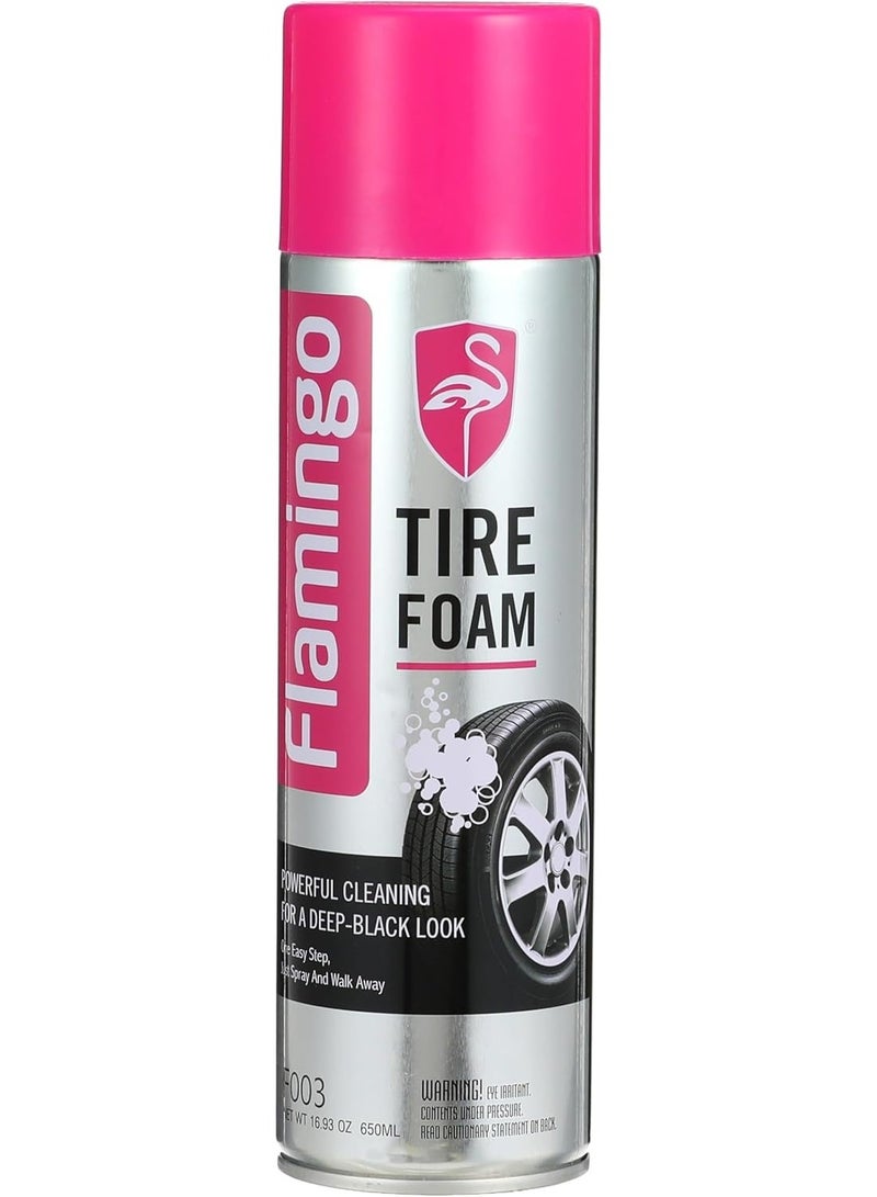 بخاخ رغوة فلامنجو ملمع إطارات السيارات (650 مل) - منظف قوي للإطارات والجنوط | استعادة اللمعان - Image 1
