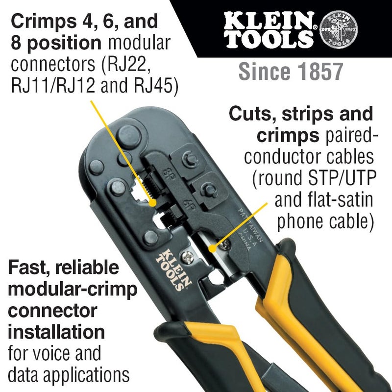 Klein Tools VDV026-212 Coax Installation Kit with Crimp Tool, Cable Cutter, Stripper and F connectors with Storage Bag - Image 2