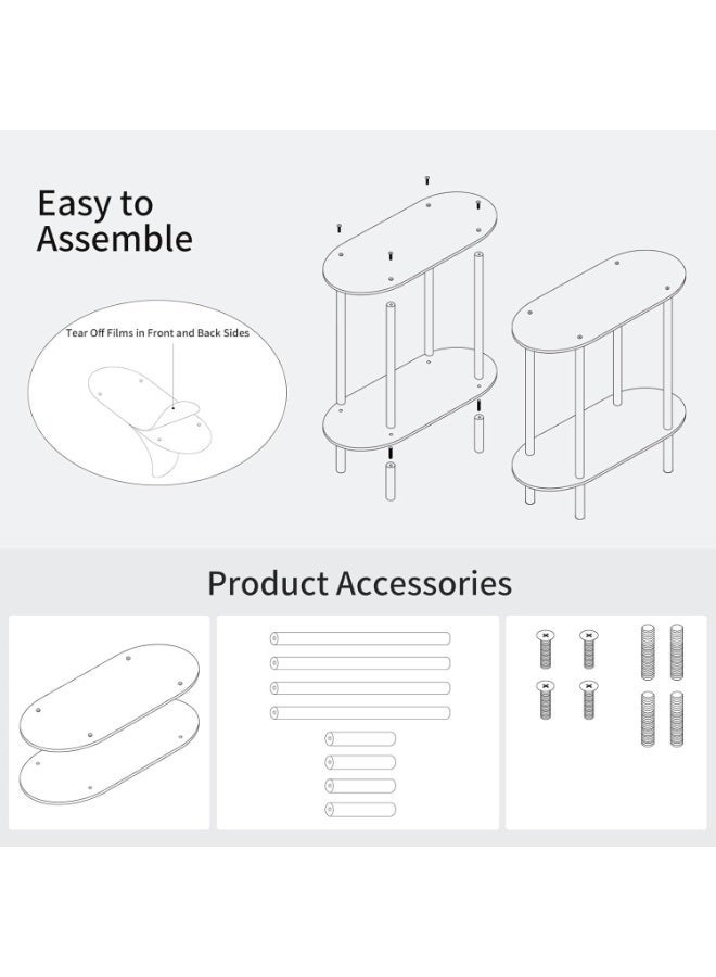 WALALLA Acrylic Console Table, Oval, Small Entryway Table, Clear Entry Table for Sofa, Foyer, Hallway, Living Room, Easy Assembly, 2 Tier, - Image 5