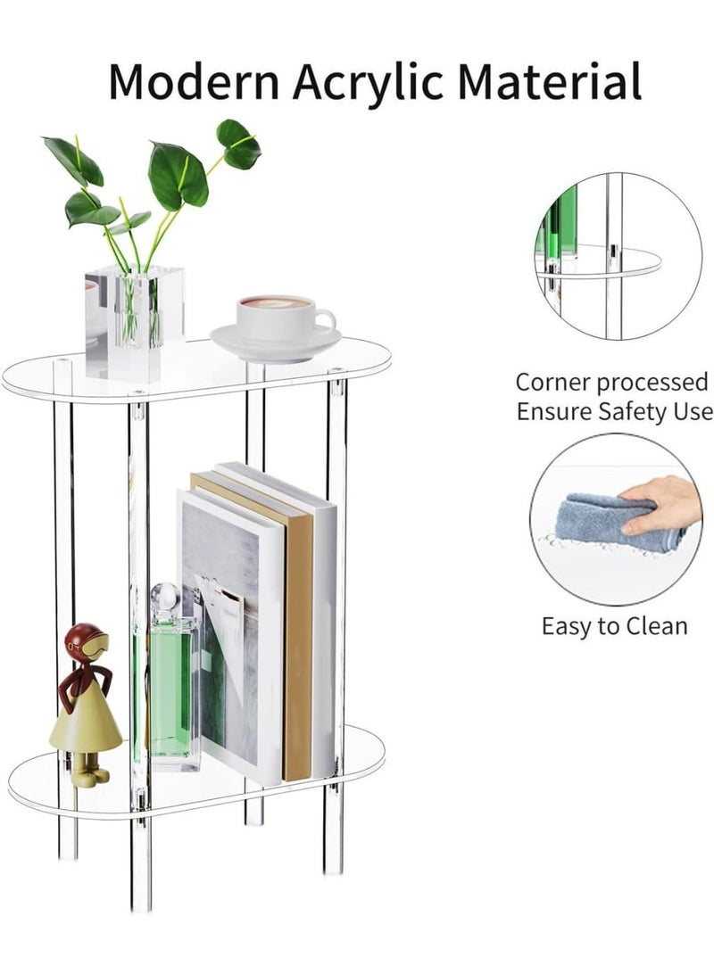 WALALLA Acrylic Console Table, Oval, Small Entryway Table, Clear Entry Table for Sofa, Foyer, Hallway, Living Room, Easy Assembly, 2 Tier, - Image 4