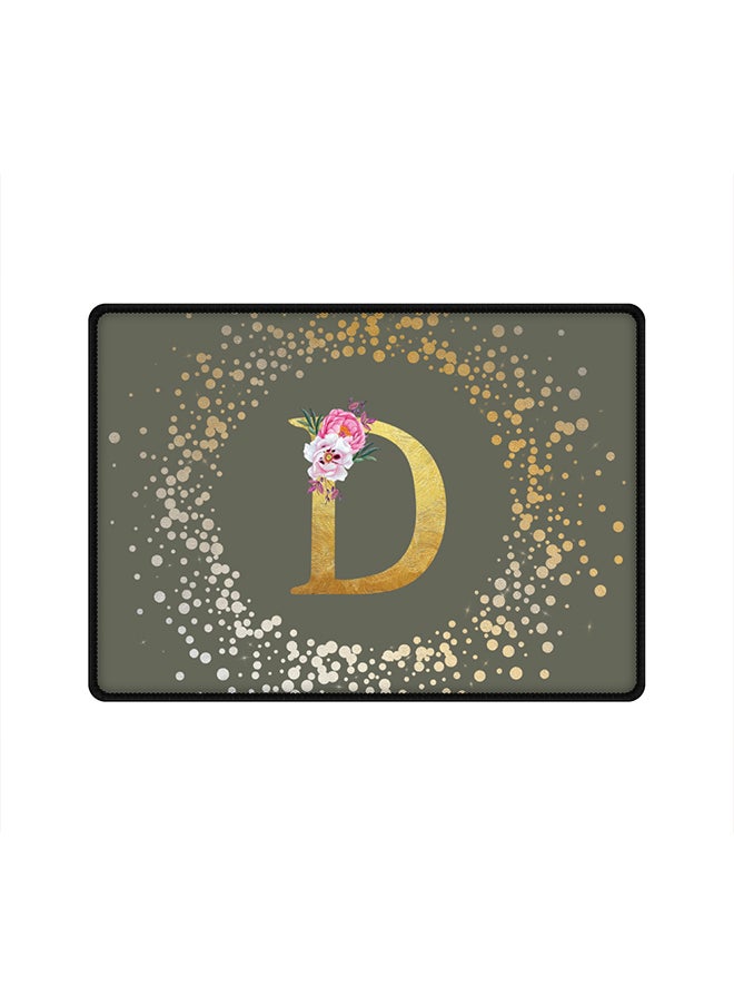 Stylizedd Designer Gaming Mouse Pad Anti-Skid Mousepad Large Keyboard Mouse Pad Desk Mat Custom Monogram Initial Letter Floral Pattern Alphabet - D(Olive Green)  - Image 1