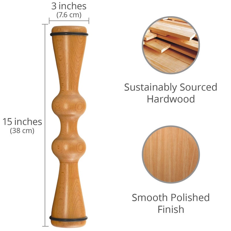 Body Back Wood Back Roller, Spine Stretcher & Aligner, Ma Roller, Back Cracker for Back Pain Relief and Muscle Recovery, Manual Back Massager, Wood Therapy Massage Tool (15 inch) - Image 3