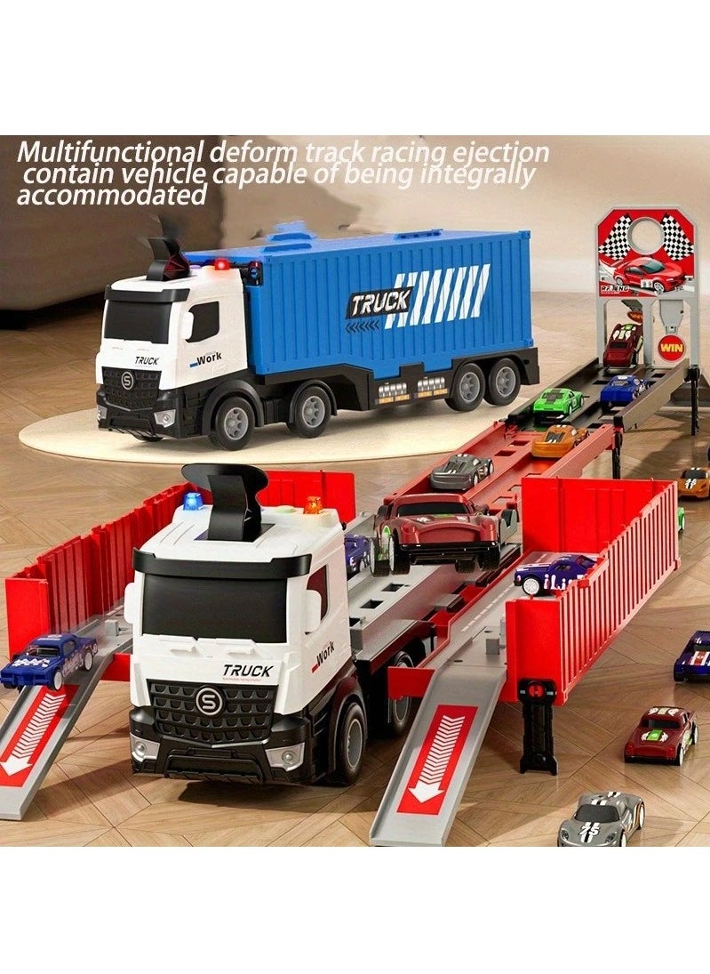 LIMOS Kids Race Track Carrier Truck Toy – Foldable 3-Level Car Track Playset with 8–15 Die-Cast Cars, Transport Truck Toy for Toddlers Ages 3-6+, Educational Gift for Boys & Girls, No Batteries Needed  - Image 2