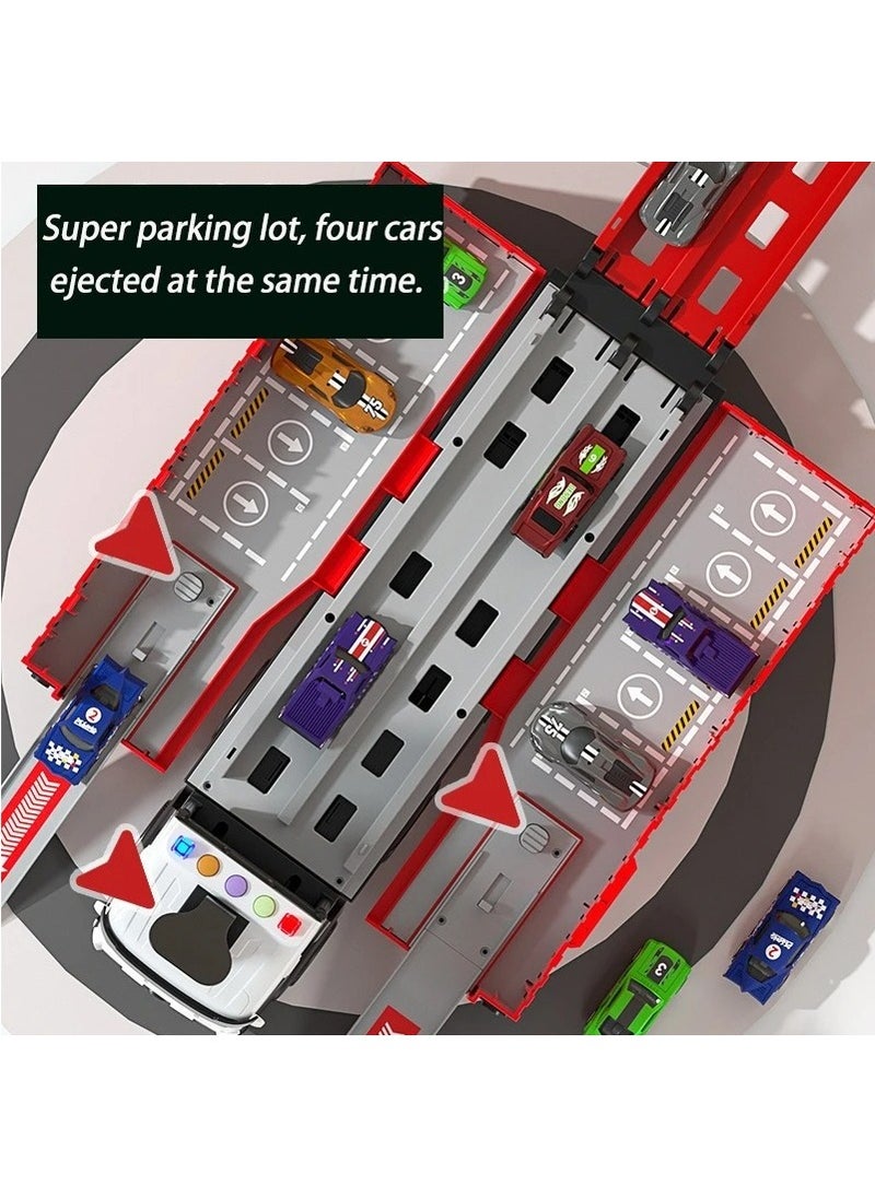 LIMOS Kids Race Track Carrier Truck Toy – Foldable 3-Level Car Track Playset with 8–15 Die-Cast Cars, Transport Truck Toy for Toddlers Ages 3-6+, Educational Gift for Boys & Girls, No Batteries Needed  - Image 3